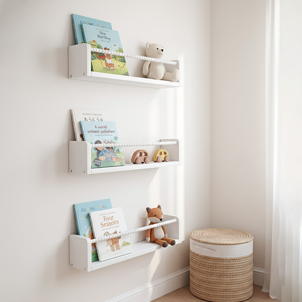 Baby Nursery Floating Shelves - Nursery Book Shelves ,15.7 Inch Wood
