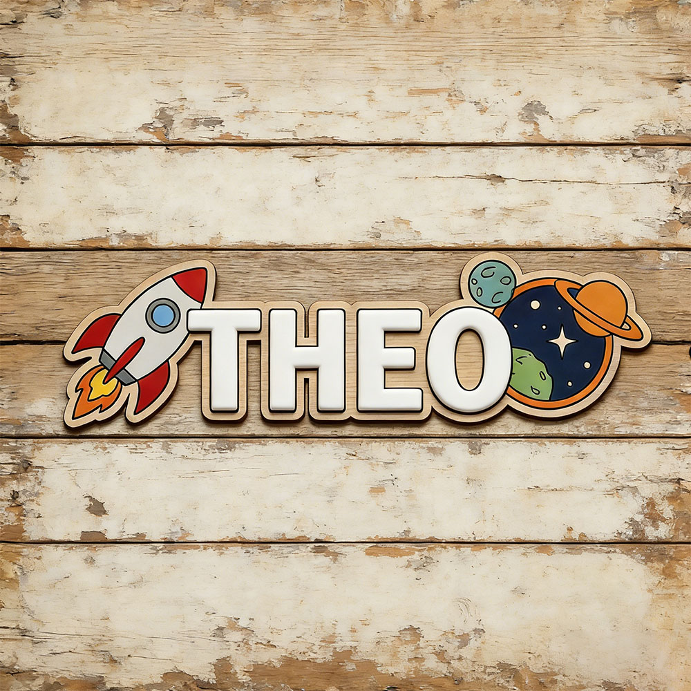 Baby Nursery Things - Personalized Space Rocket Name Sign for