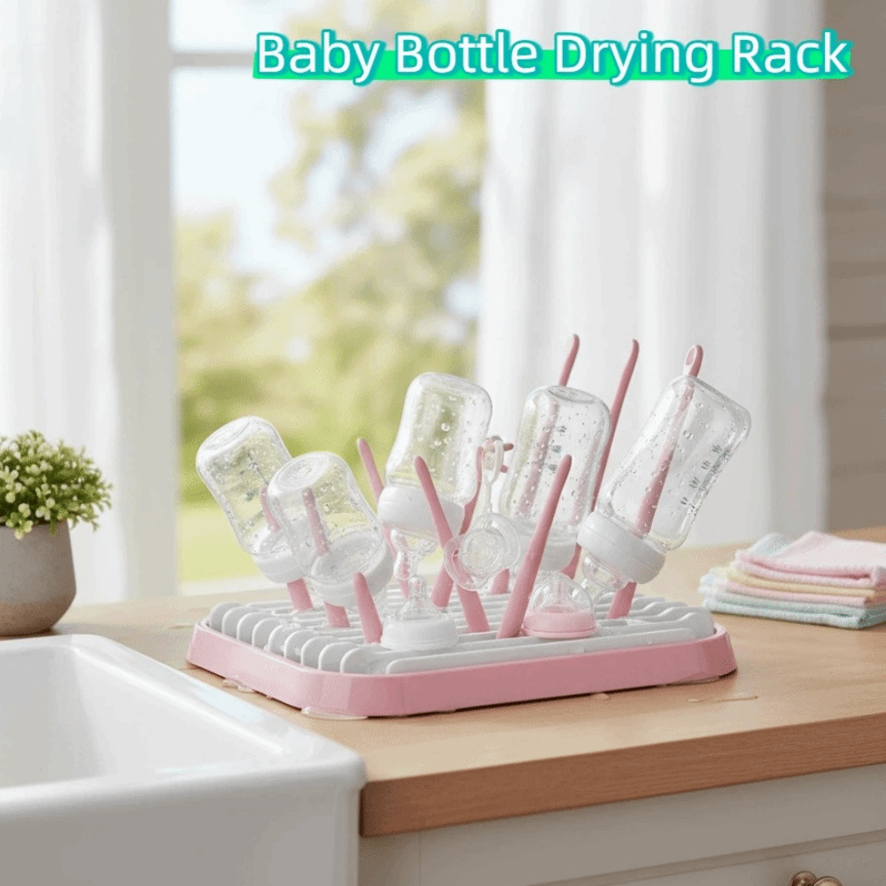 Baby Nursery Essentials - Foldable Baby Bottle Drying Rack Sturdy