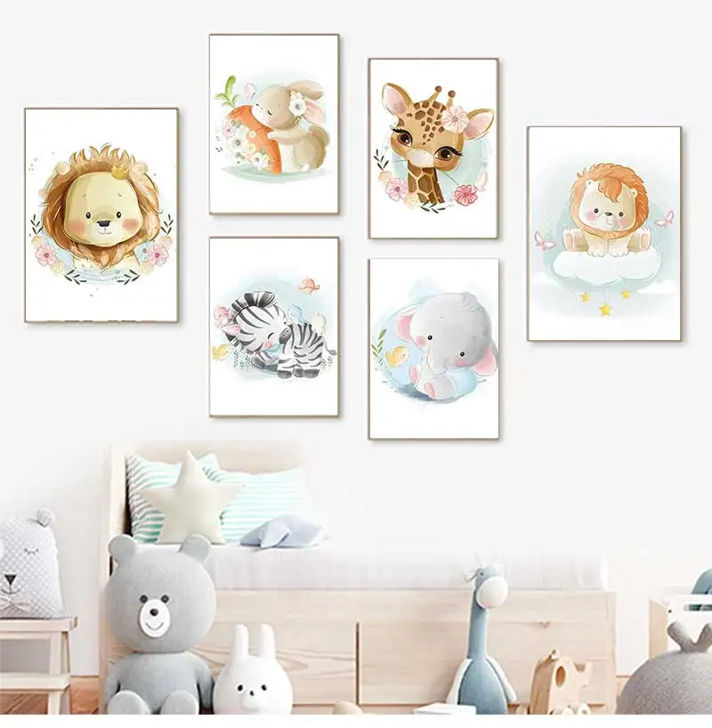 Baby Zebra Nursery - Cute Giraffe Lion Fox Rabbit Zebra