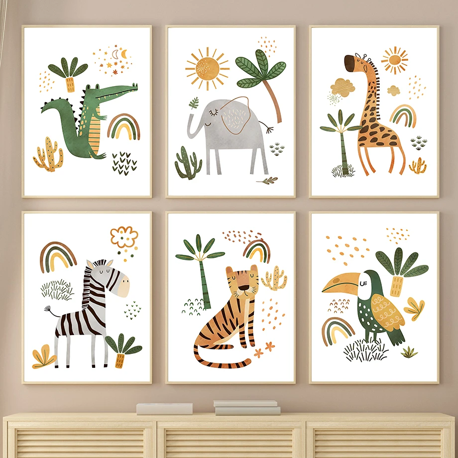 Baby Zebra Nursery - Giraffe Elephant Tiger Zebra Toucan Jungle