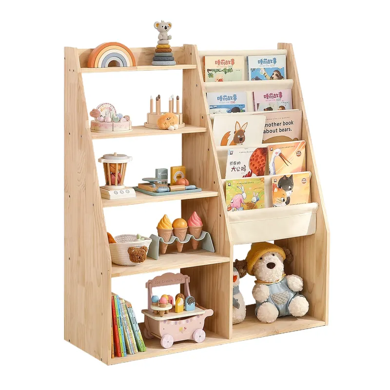 Baby Nursery Bookshelf - Kids 2-in-1 Toy Storage Rack and