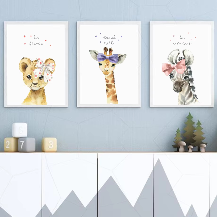 Baby Zebra Nursery - Lion Zebra Giraffe Elephant Hippo Flower