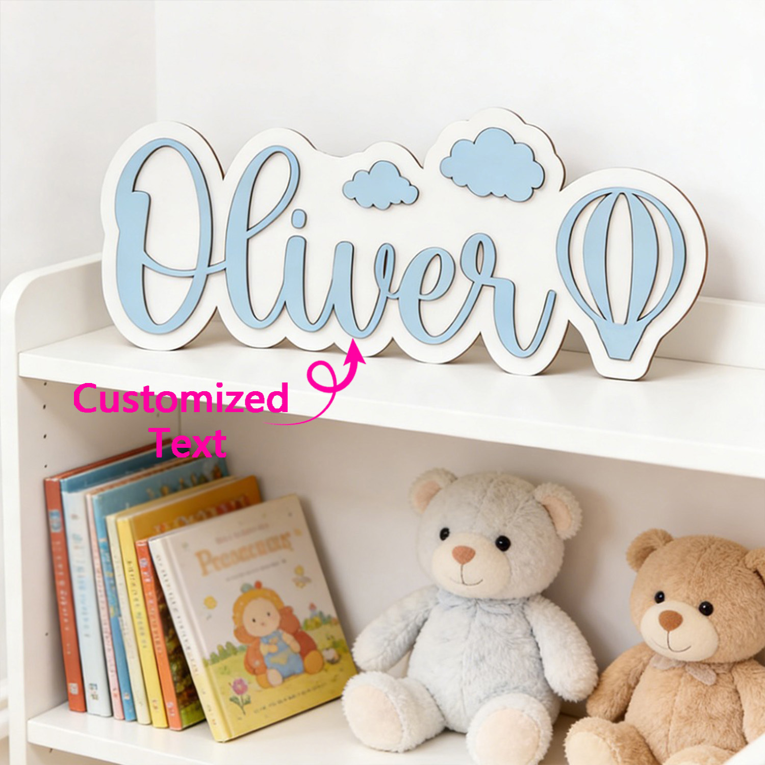 Baby Nursery Toy - Personalized Hot Air Balloon & Cloud