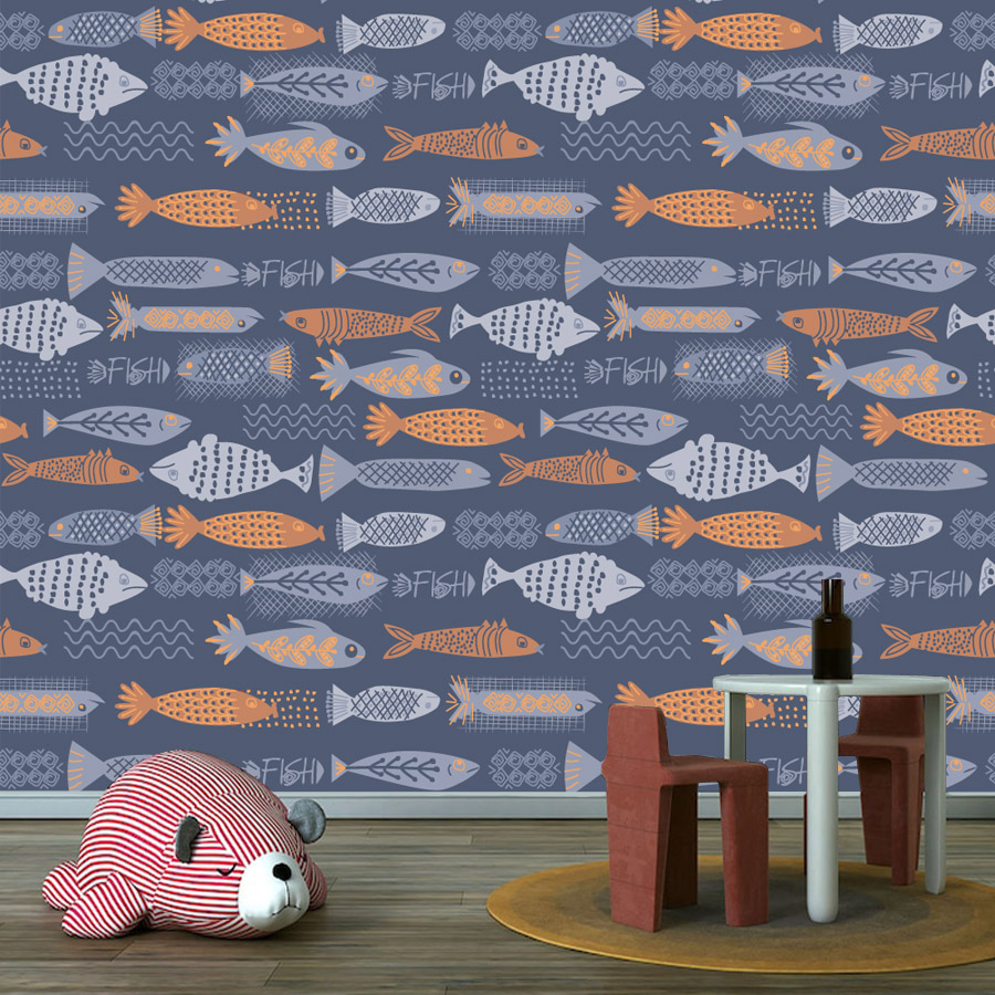 Baby Nursery Peel And Stick Wallpaper - 10+ Fish Design Waterproof Peel Stick