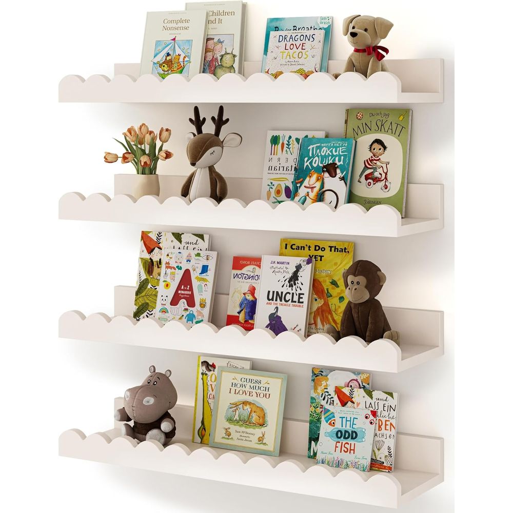 4-Pack White Floating Shelves, - Baby Nursery Floating Shelves review and price