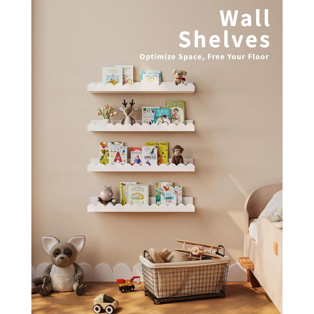 4-Pack White Floating Shelves, - Baby Nursery Floating Shelves review and price