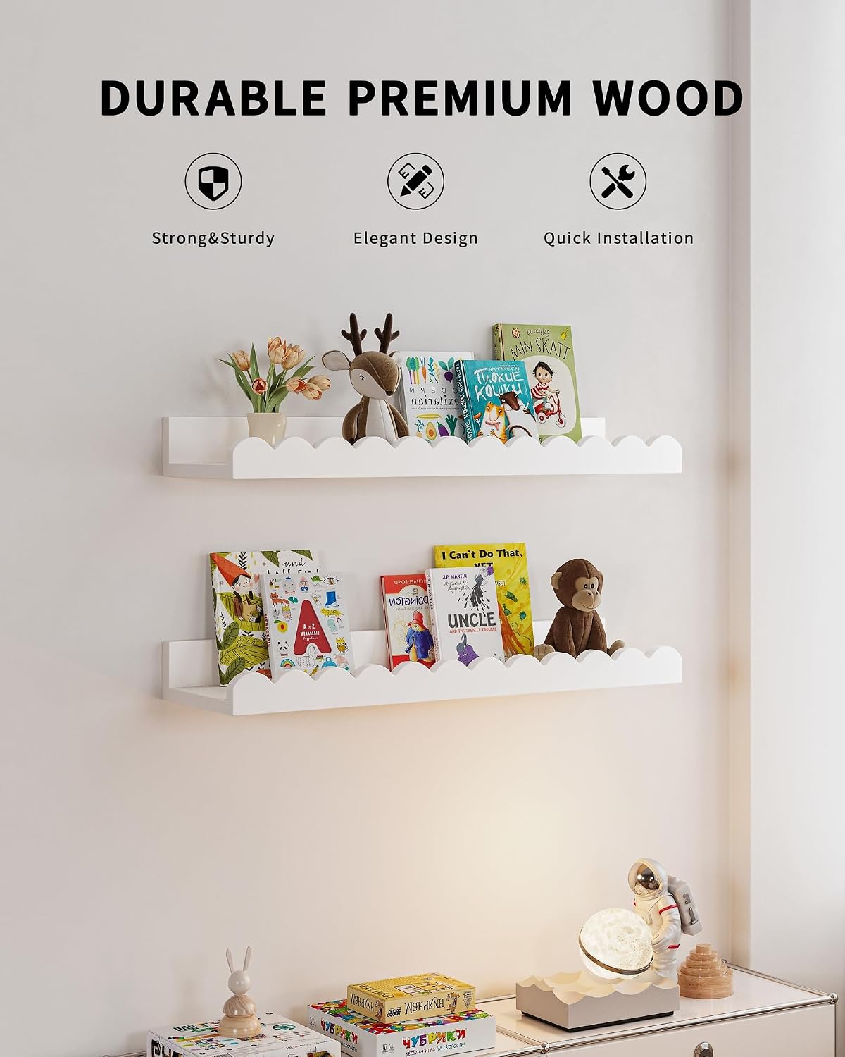 Set of 4 white scalloped float - Baby Nursery Floating Shelves review and price
