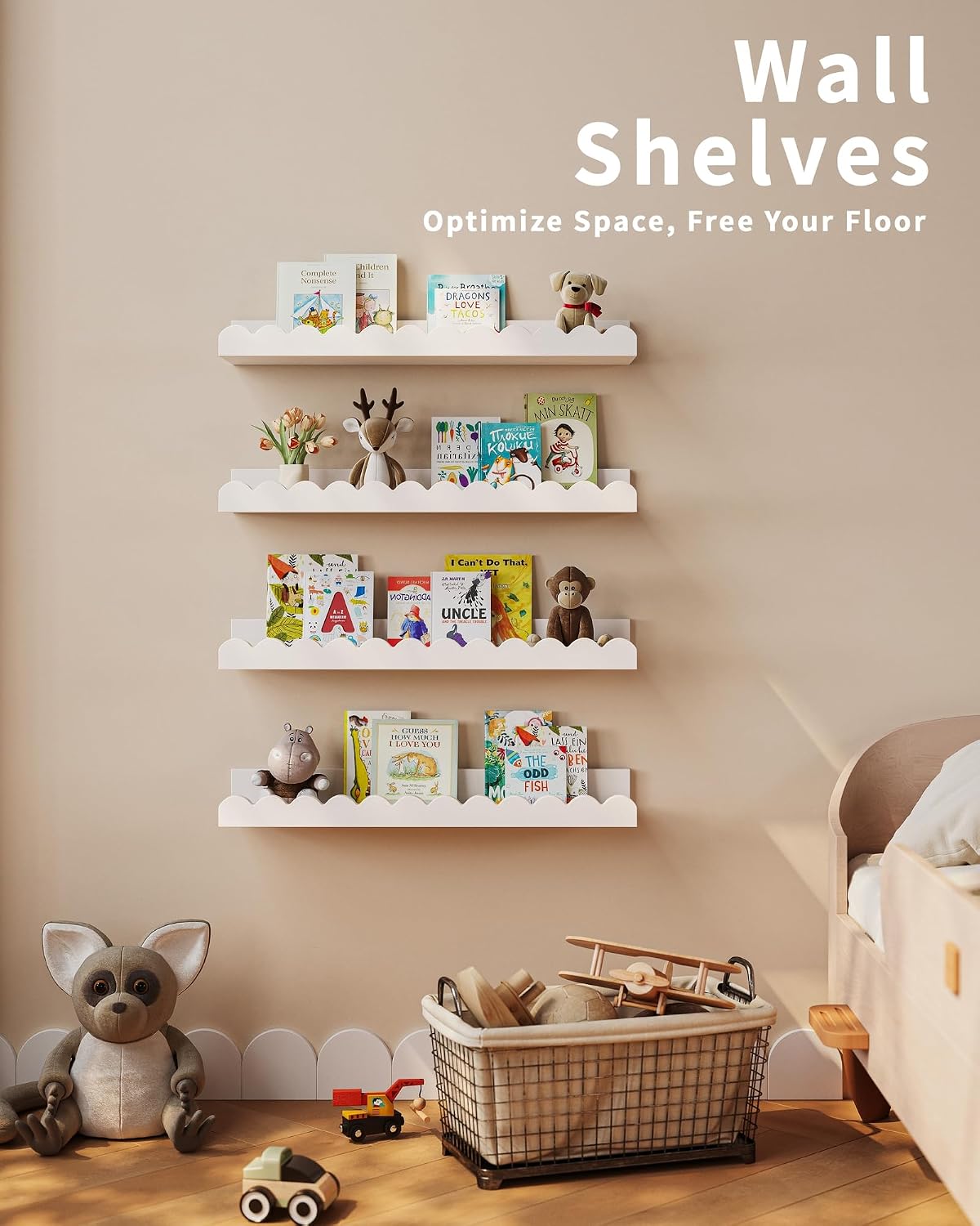 Set of 4 white scalloped float - Baby Nursery Floating Shelves review and price