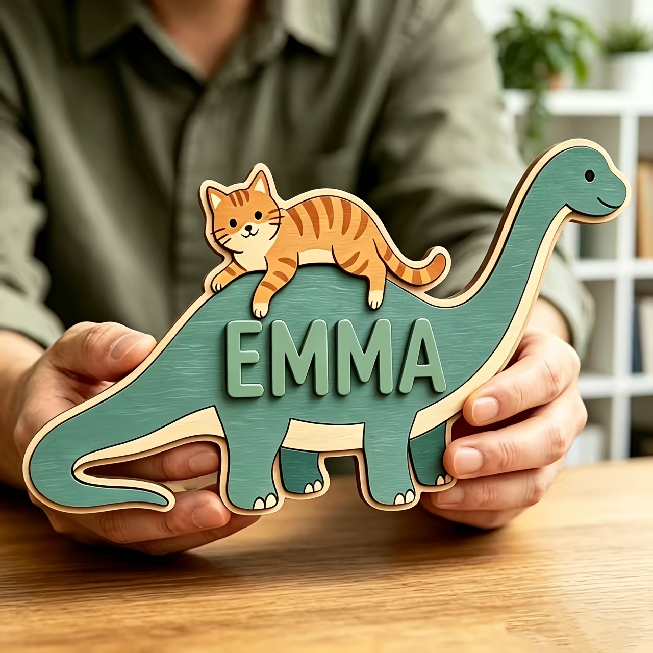 Personalized Cat Riding Dinosa - Baby Nursery Toy review and price
