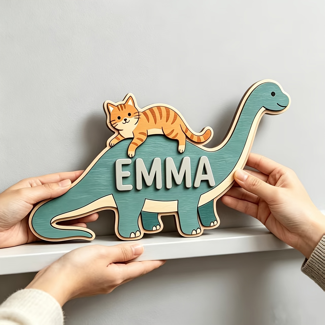 Personalized Cat Riding Dinosa - Baby Nursery Toy review and price