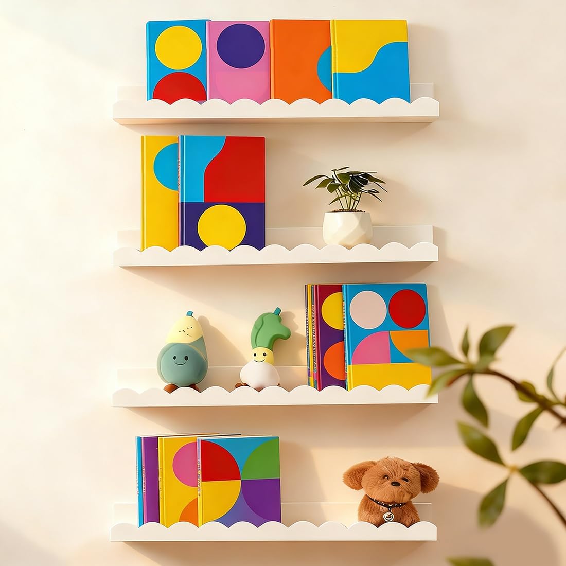 Set of 4 white scalloped float - Baby Nursery Floating Shelves review and price