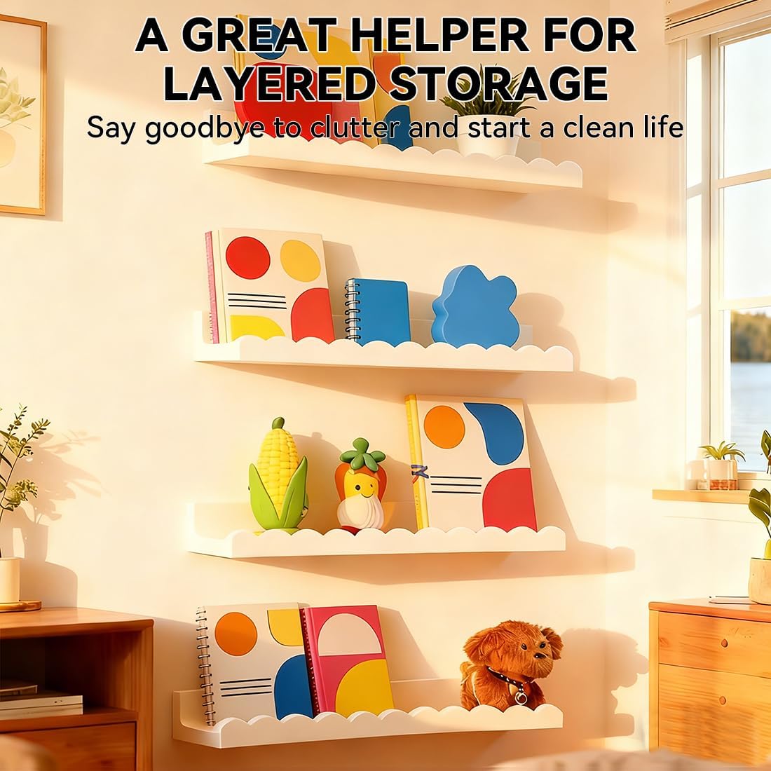 Set of 4 white scalloped float - Baby Nursery Floating Shelves review and price
