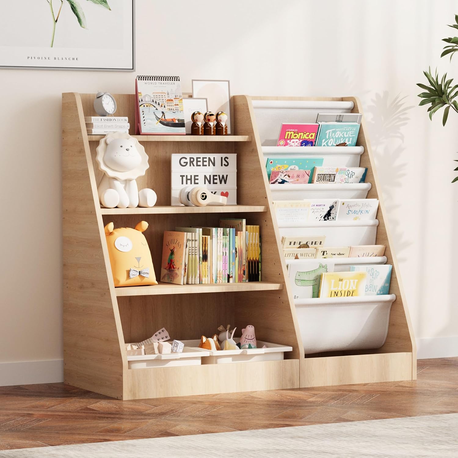 4 Tier Kids Wooden Bookshelf w - Baby Nursery Bookshelf review and price