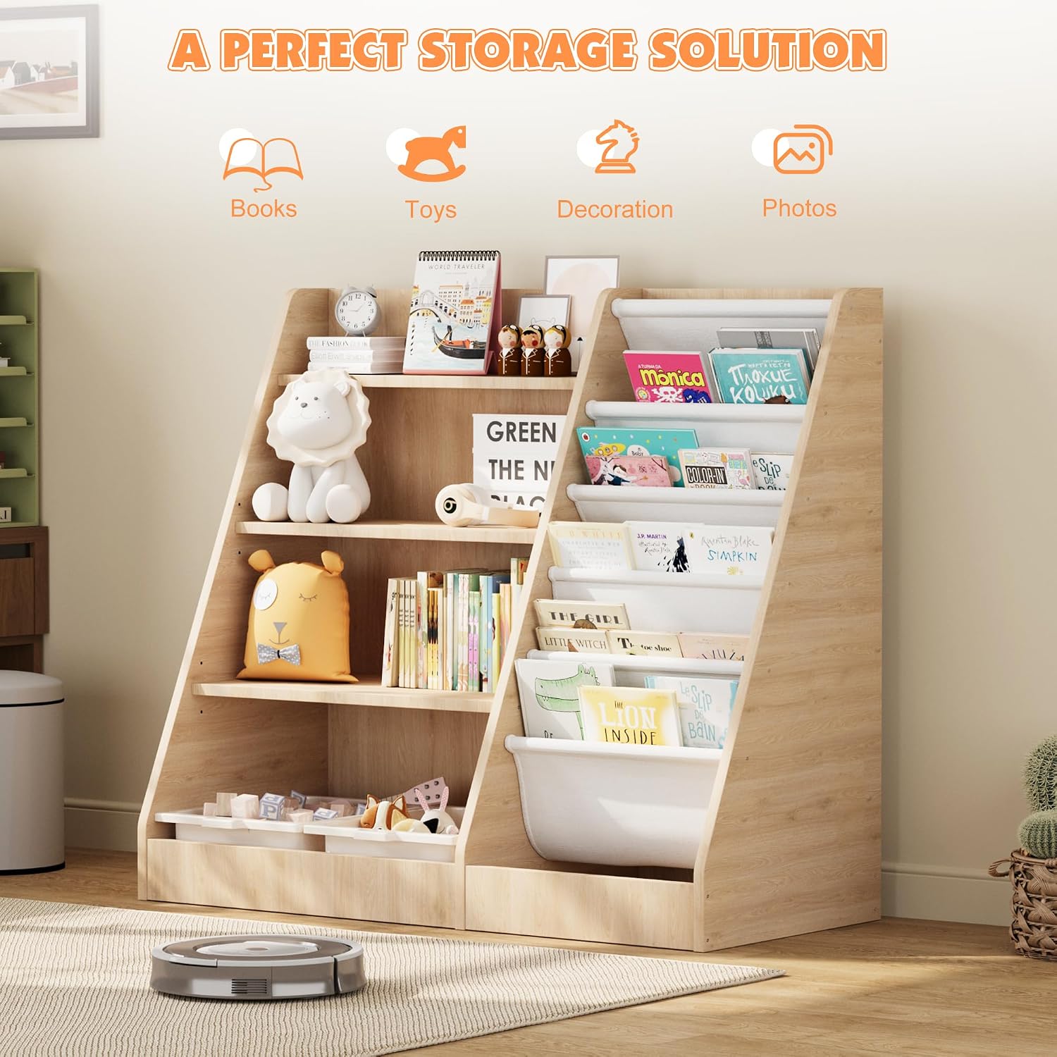 4 Tier Kids Wooden Bookshelf w - Baby Nursery Bookshelf review and price