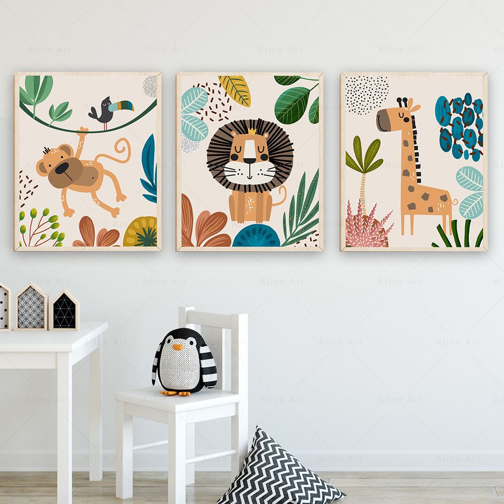 Boho Monkey Lion Giraffe Bird  - Baby Zebra Nursery review and price