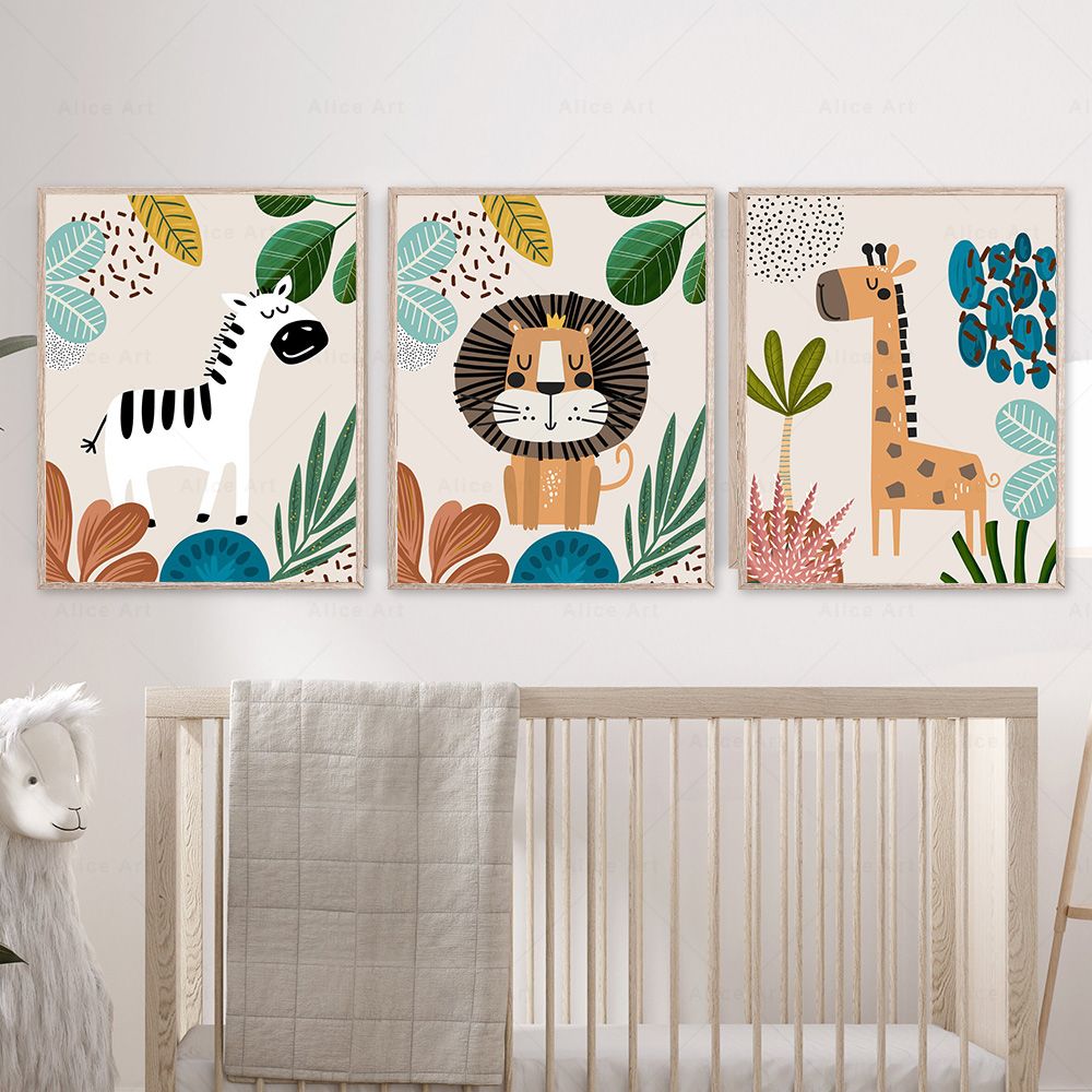 Boho Monkey Lion Giraffe Bird  - Baby Zebra Nursery review and price