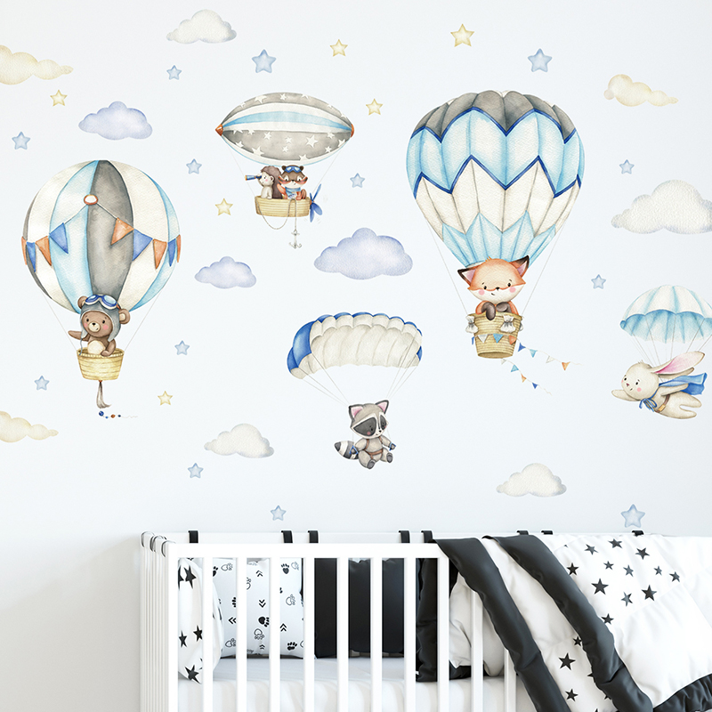 Cartoon Cute Animals Hot Air B - Baby Nursery Things review and price