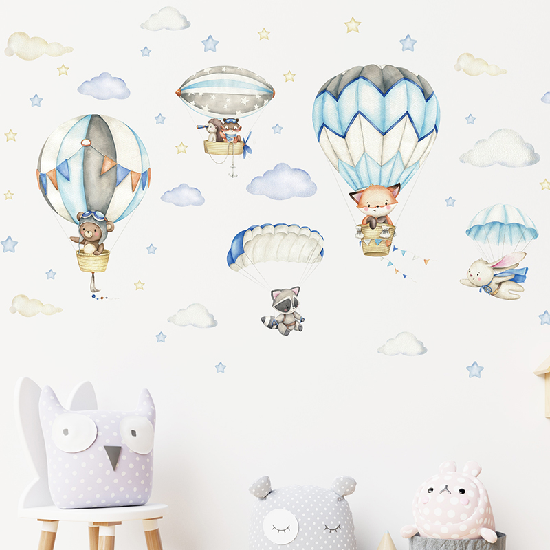Cartoon Cute Animals Hot Air B - Baby Nursery Things review and price