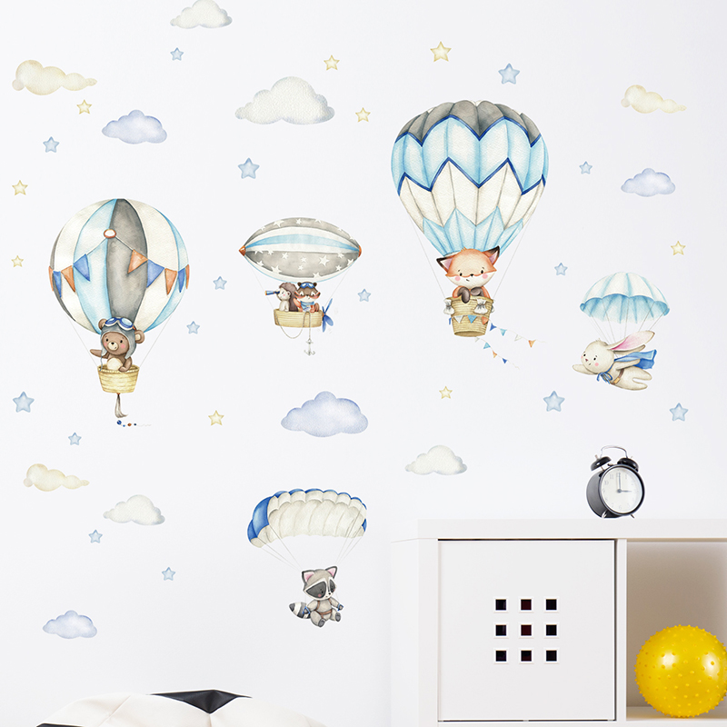 Cartoon Cute Animals Hot Air B - Baby Nursery Things review and price