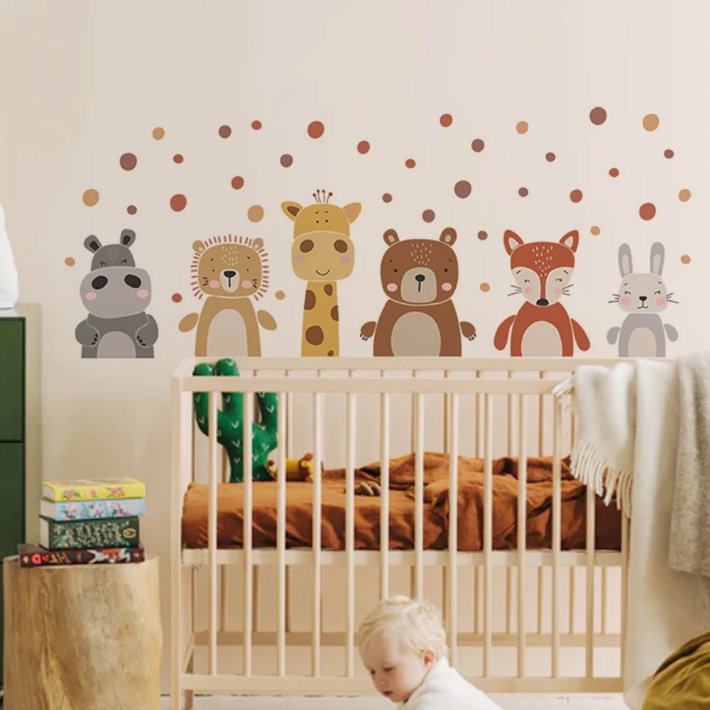 Boho Cute Giraffe Bear Animals - Baby Nursery Peel And Stick Wallpaper review and price