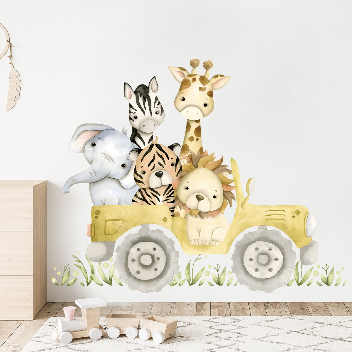 Cute Animals Drive Jeep Wall S - Baby Zebra Nursery review and price