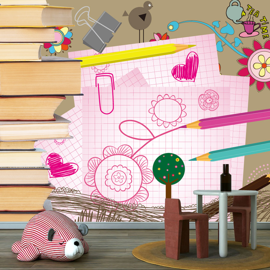 Cartoon Books Drawing Easy to  - Baby Nursery Peel And Stick Wallpaper review and price