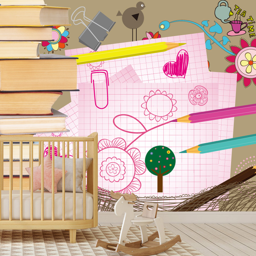 Cartoon Books Drawing Easy to  - Baby Nursery Peel And Stick Wallpaper review and price