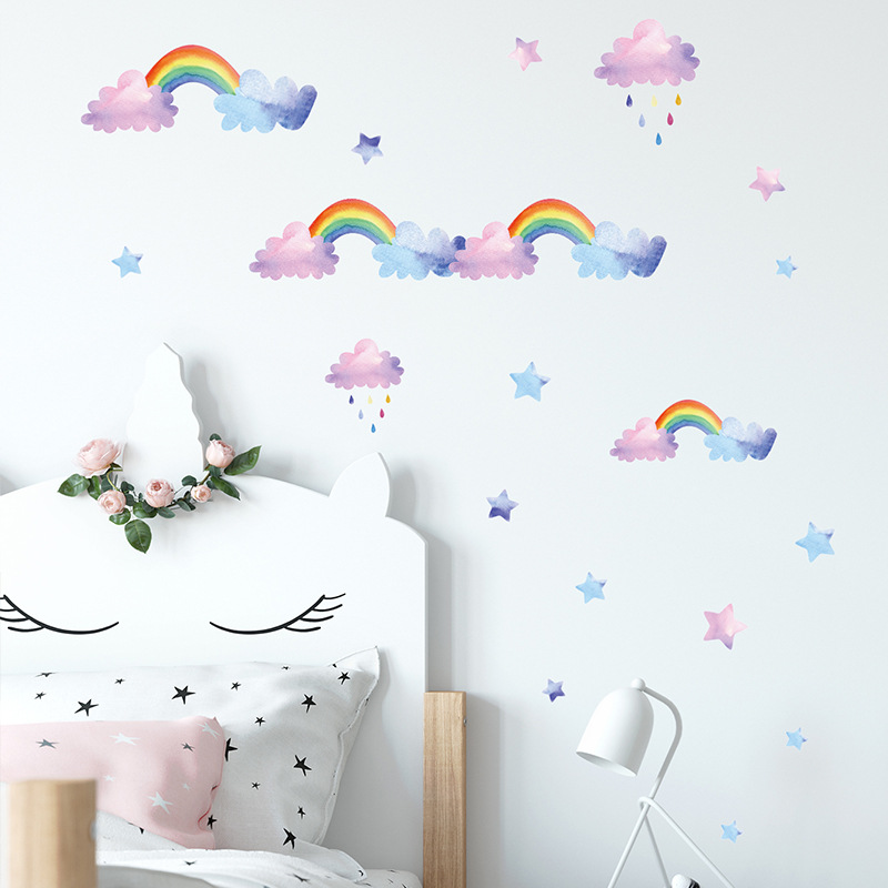 Cartoon Cloud Rainbow Wall Sti - Baby Nursery Layout review and price