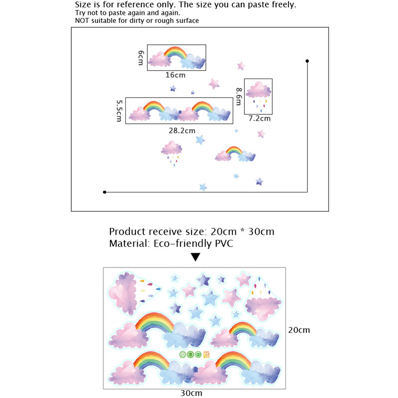 Cartoon Cloud Rainbow Wall Sti - Baby Nursery Layout review and price