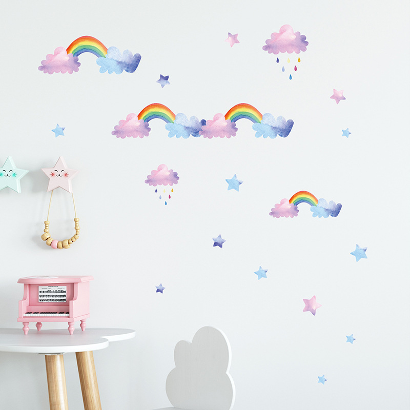 Cartoon Cloud Rainbow Wall Sti - Baby Nursery Layout review and price