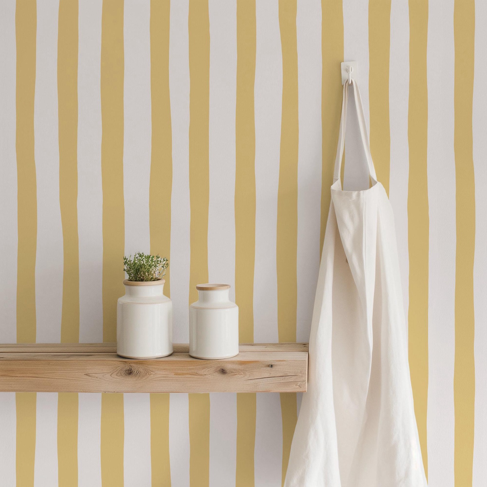 Sunshine Yellow Wobbly Stripes - Baby Nursery Peel And Stick Wallpaper review and price