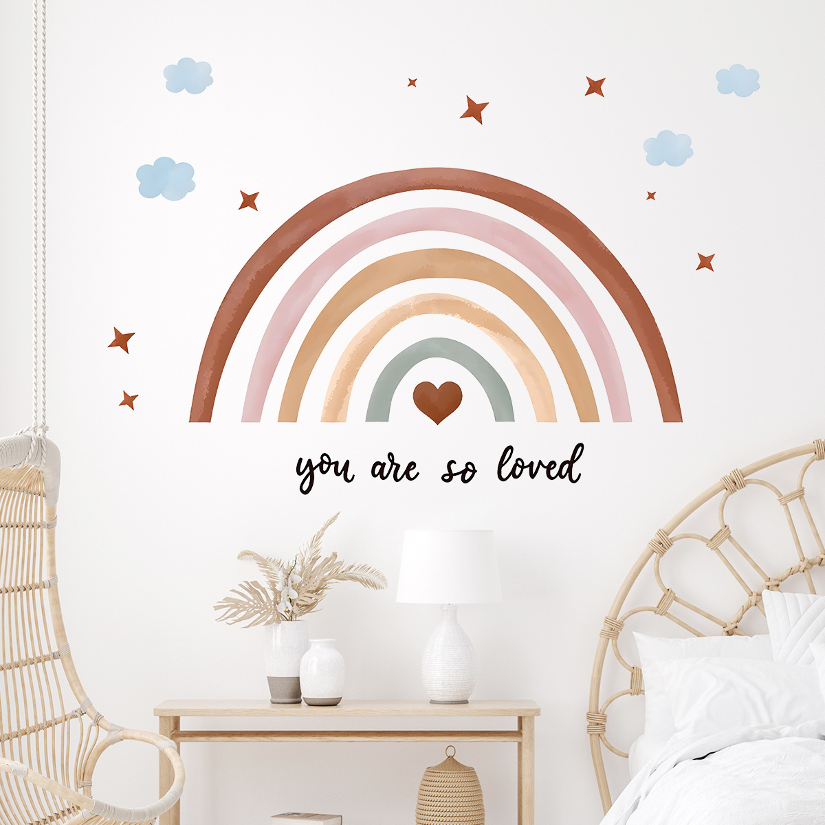 Boho Rainbow Wall Sticker Peel - Baby Nursery Peel And Stick Wallpaper review and price