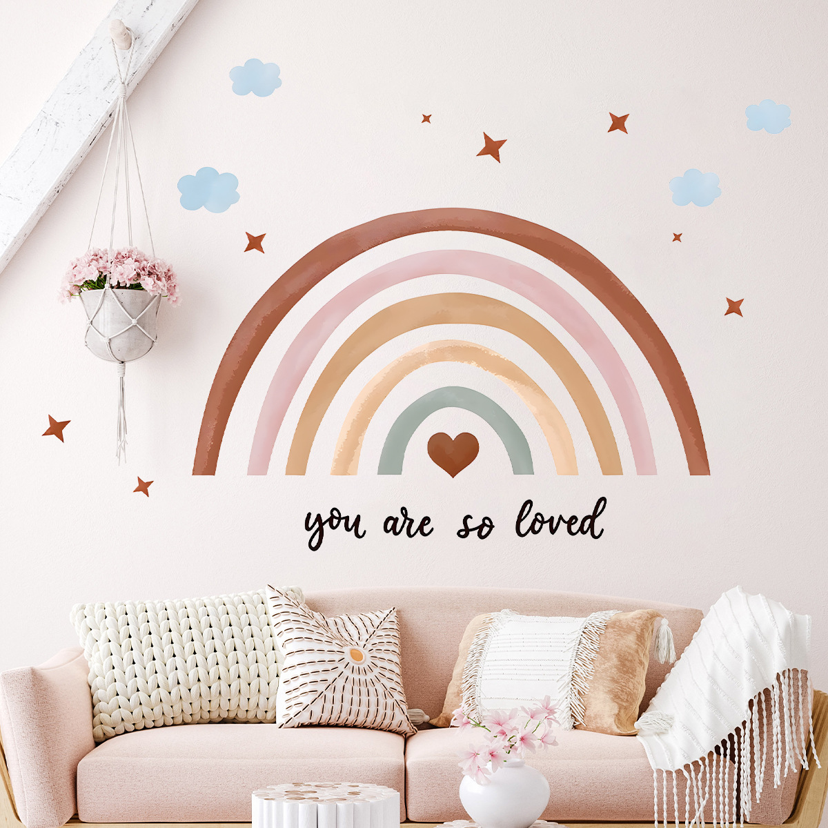 Boho Rainbow Wall Sticker Peel - Baby Nursery Peel And Stick Wallpaper review and price