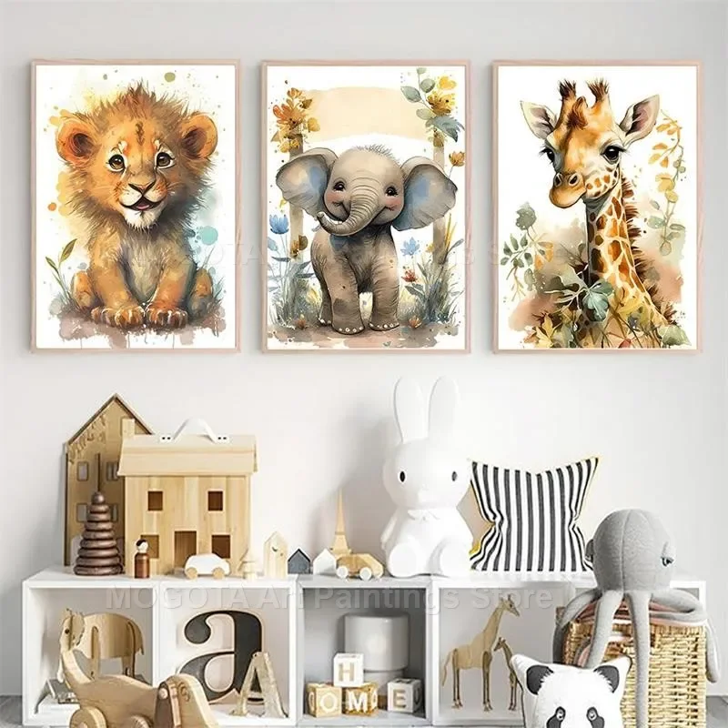 Watercolor Lion Giraffe Tiger  - Baby Zebra Nursery review and price
