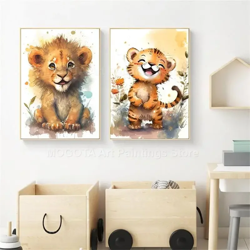Watercolor Lion Giraffe Tiger  - Baby Zebra Nursery review and price