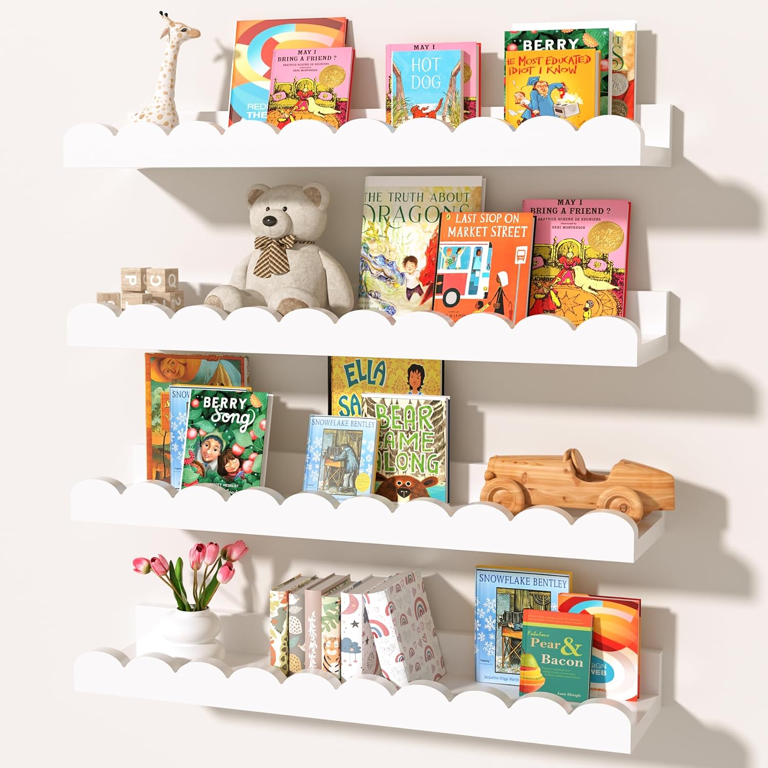 Set of 4 white scalloped float - Baby Nursery Floating Shelves review and price