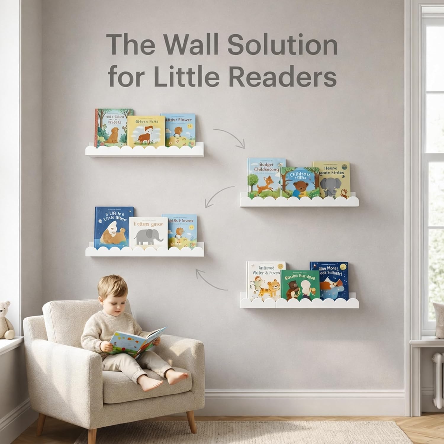 Set of 4 white scalloped float - Baby Nursery Floating Shelves review and price