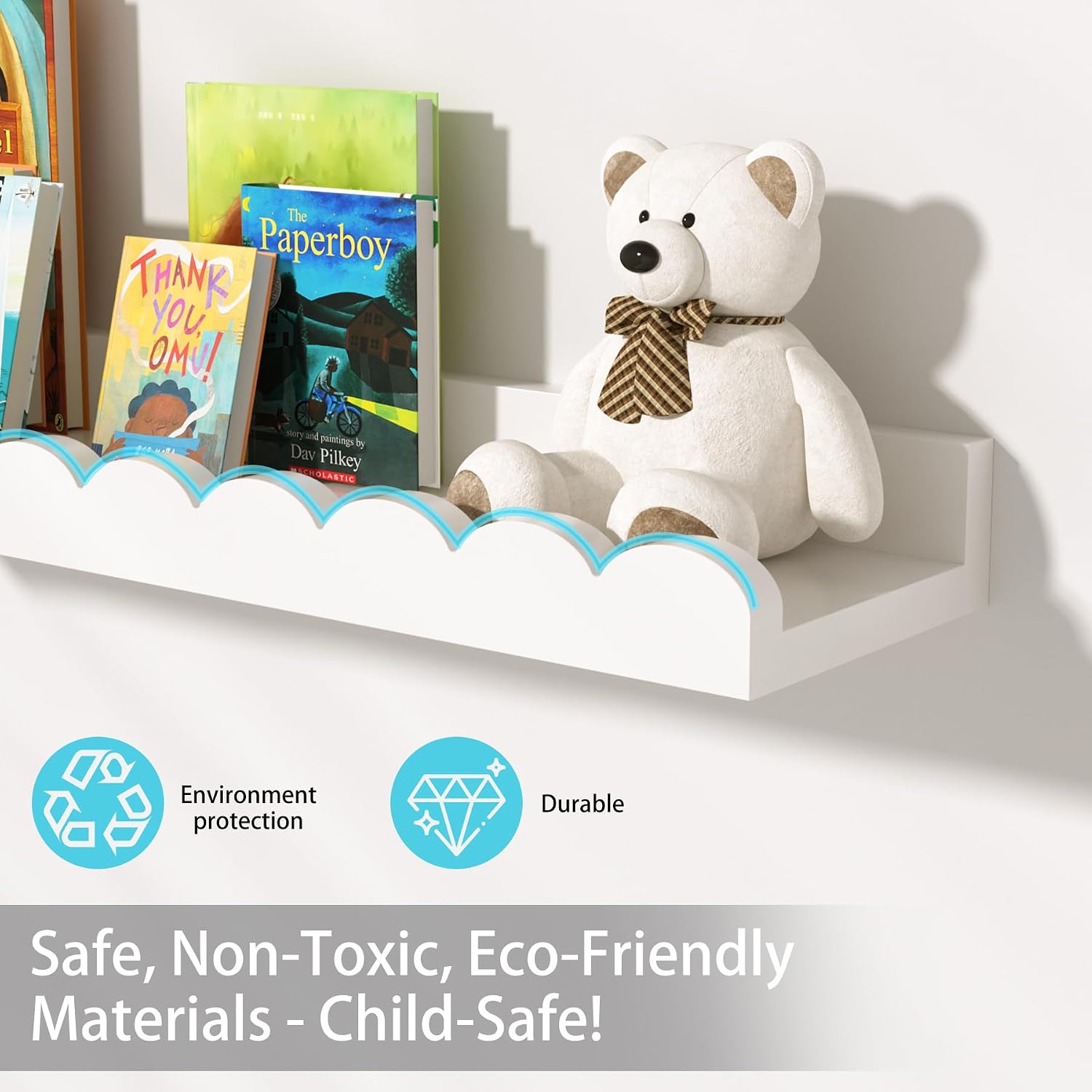 Set of 4 white scalloped float - Baby Nursery Floating Shelves review and price