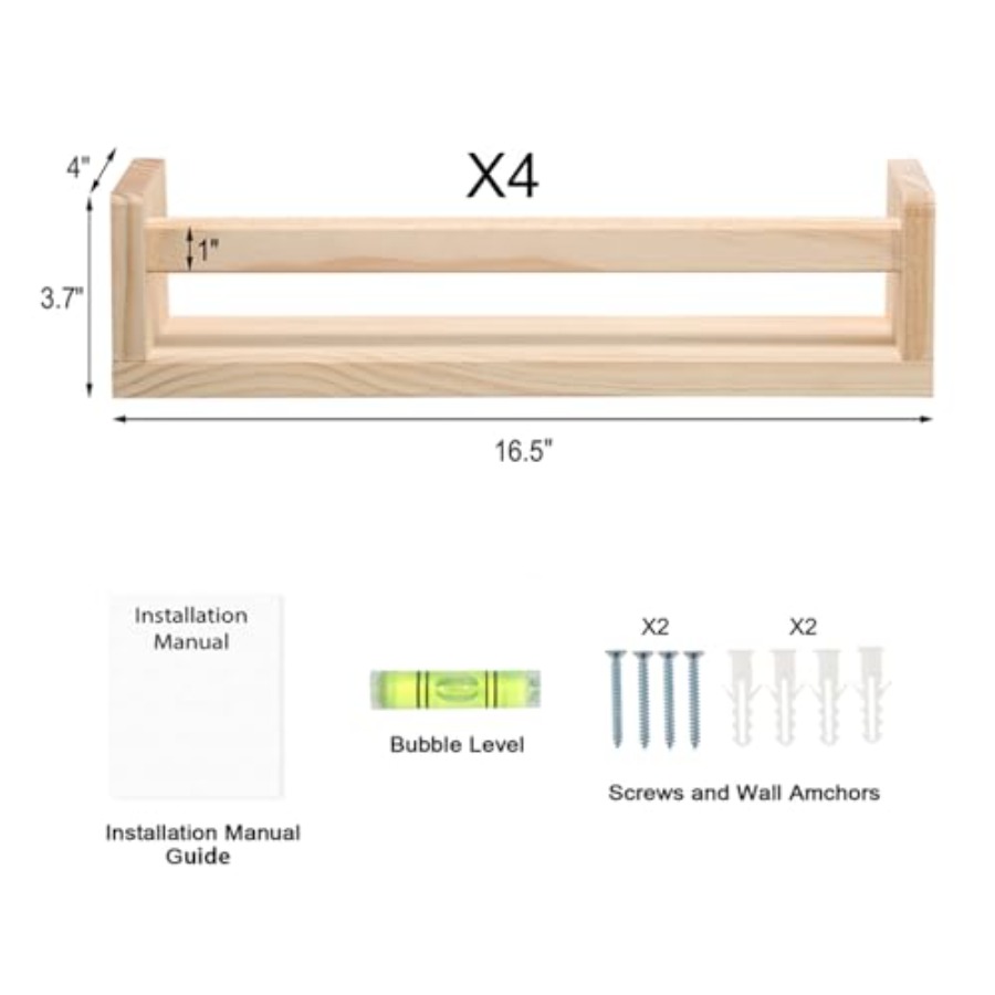 Nursery Room Shelves Set of 4, - Baby Nursery Floating Shelves review and price