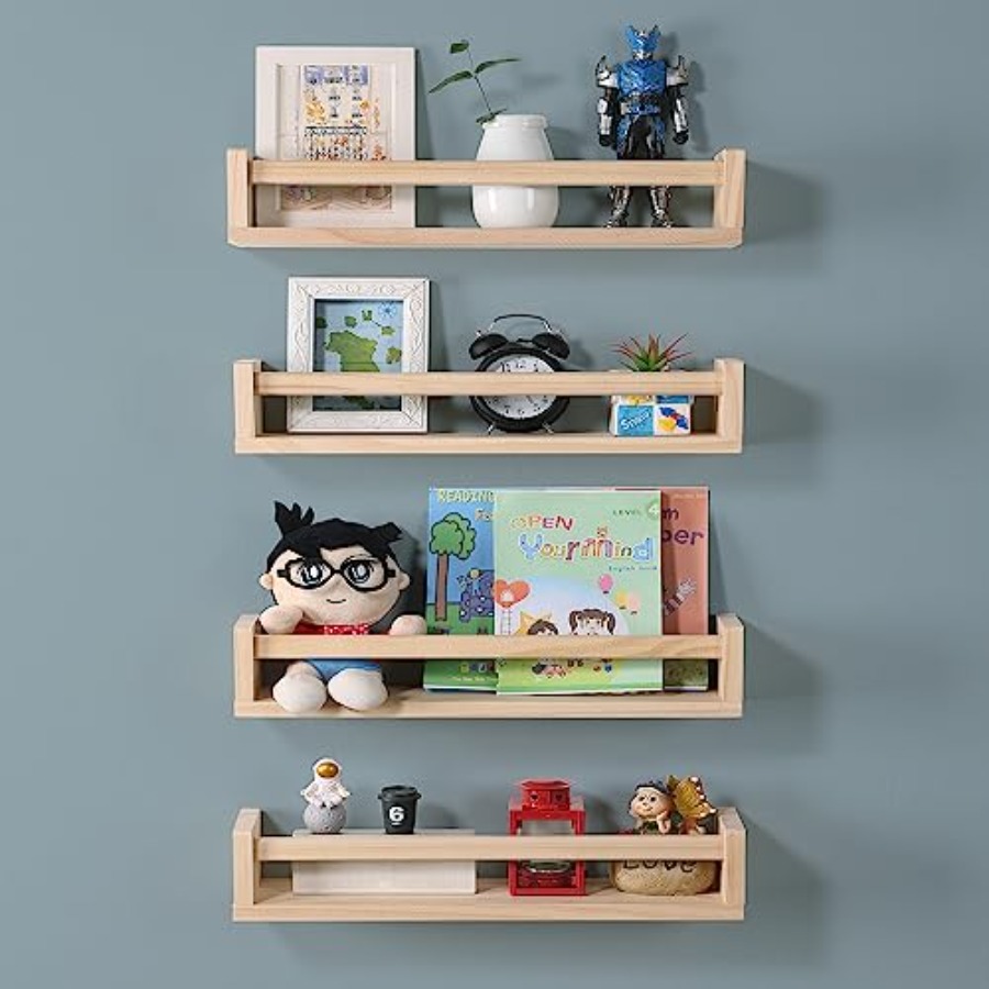 Nursery Room Shelves Set of 4, - Baby Nursery Floating Shelves review and price