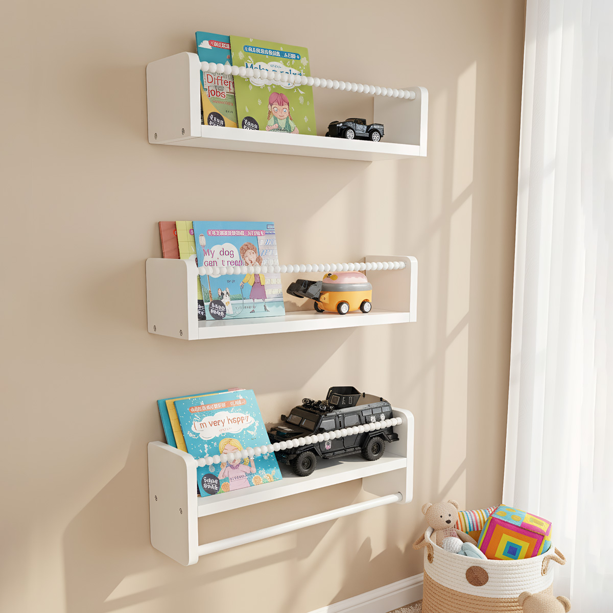 Wood Nursery Book Shelves, 15. - Baby Nursery Floating Shelves review and price